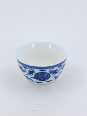 Blue and White Porcelain Tea Cup "Fu Shou"