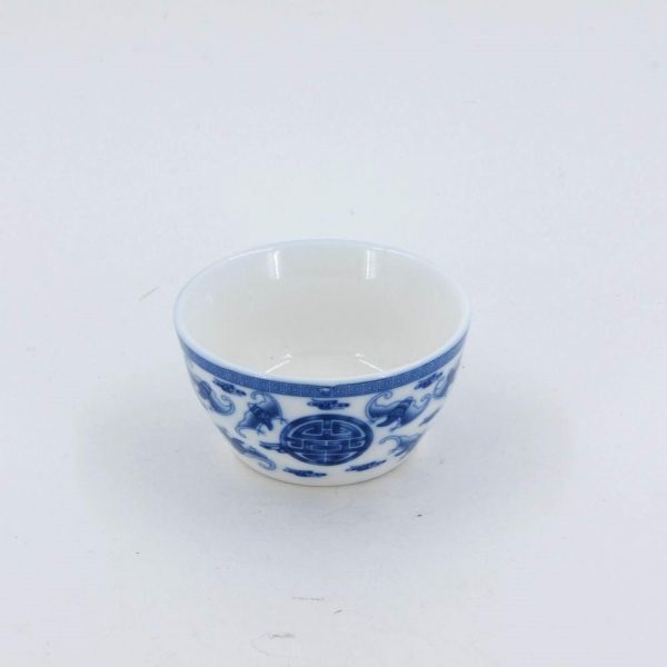 Blue and White Porcelain Tea Cup "Fu Shou"