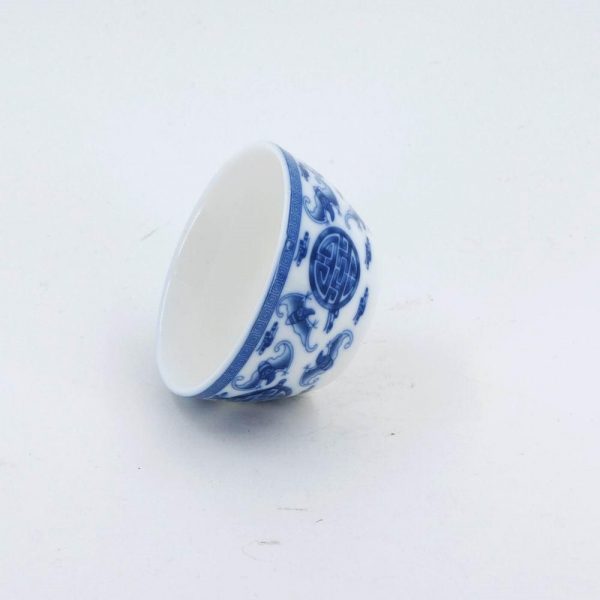 Blue and White Porcelain Tea Cup "Fu Shou"