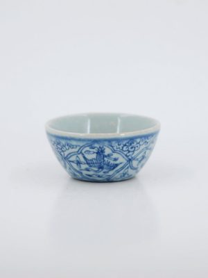 "Cran in the Window" Porcelain Tea Cup Antique Style Handmade Wood-fired