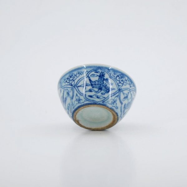 "Cran in the Window" Porcelain Tea Cup Antique Style Handmade Wood-fired