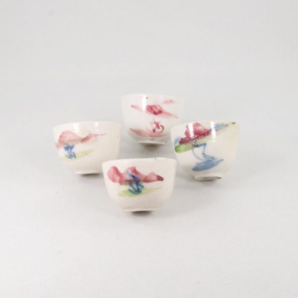 Antique Miniature Tea Cup in White Porcelain Flower Design