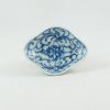 19th Century Chinese Saucer in Blue and White Porcelain Diamond Shape "Intertwined Lotus"