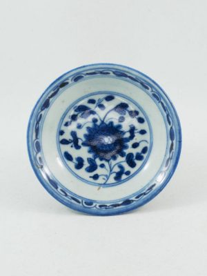Antique Chinese Porcelain Blue and White Flower Saucer