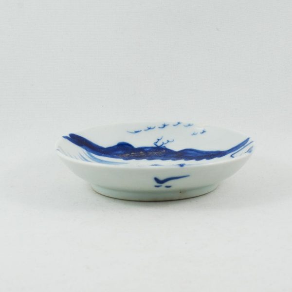 Antique Chinese Saucer in Blue and White Porcelain "Landscape"