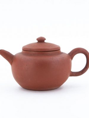 Antique Chinese Chao Zhou Red Clay Teapot Flat Lid Shui Ping (Glued Handle)
