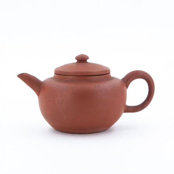 Antique Chinese Chao Zhou Red Clay Teapot Flat Lid Shui Ping (Glued Handle)