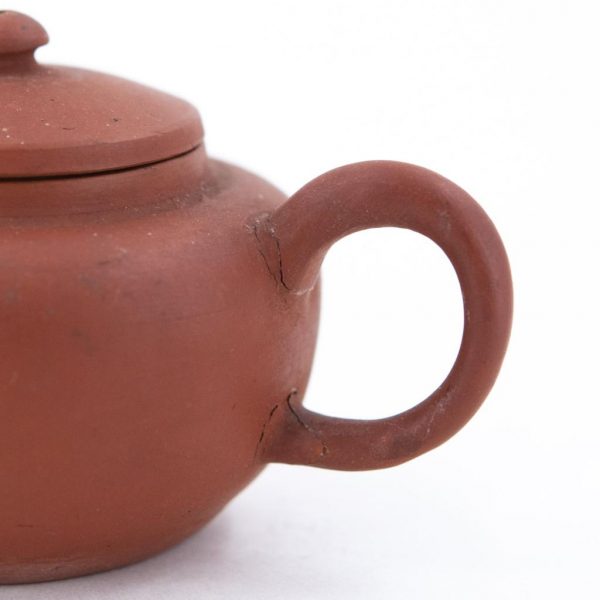 Antique Chinese Chao Zhou Red Clay Teapot Flat Lid Shui Ping (Glued Handle)