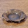 Lotus Flower Pattern Saucer Antique Style Reddish-Copper Brown